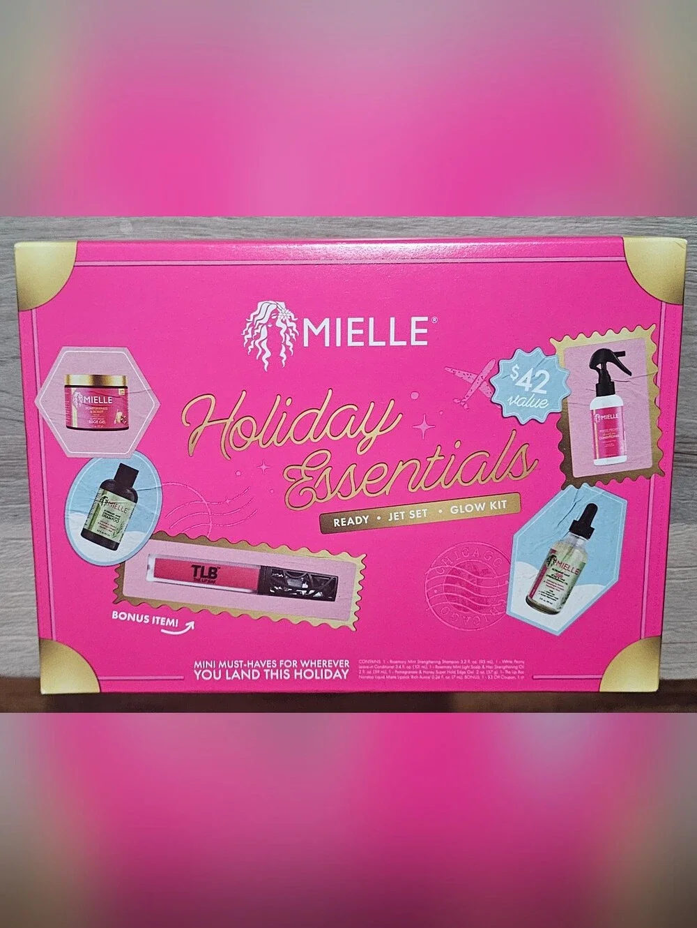 Mielle Kit Leave-In Conditioner, Shampoo, Lip Bar Rich Auntie Lipstick, Edge Gel